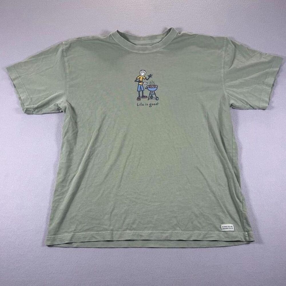 Life-is-good Men's Green and Grey T-shirt